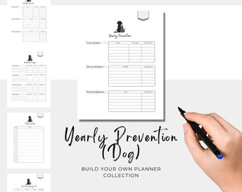 Dog Yearly Prevention Planner Page | Build Your Own Collection | PDF (for dog, puppy)