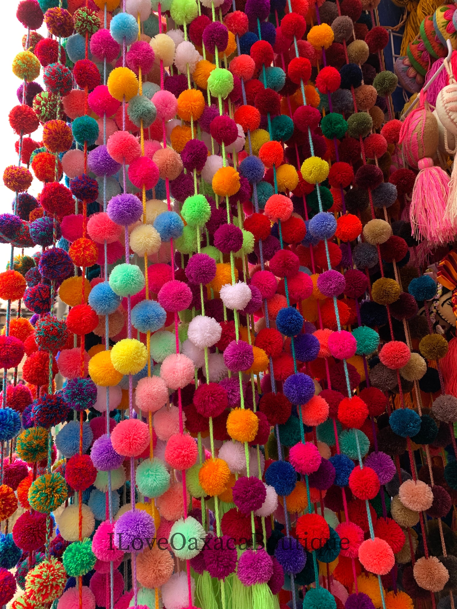Pom Pom Garland Mexican Pompom Hand Made Pompoms Colorful Etsy