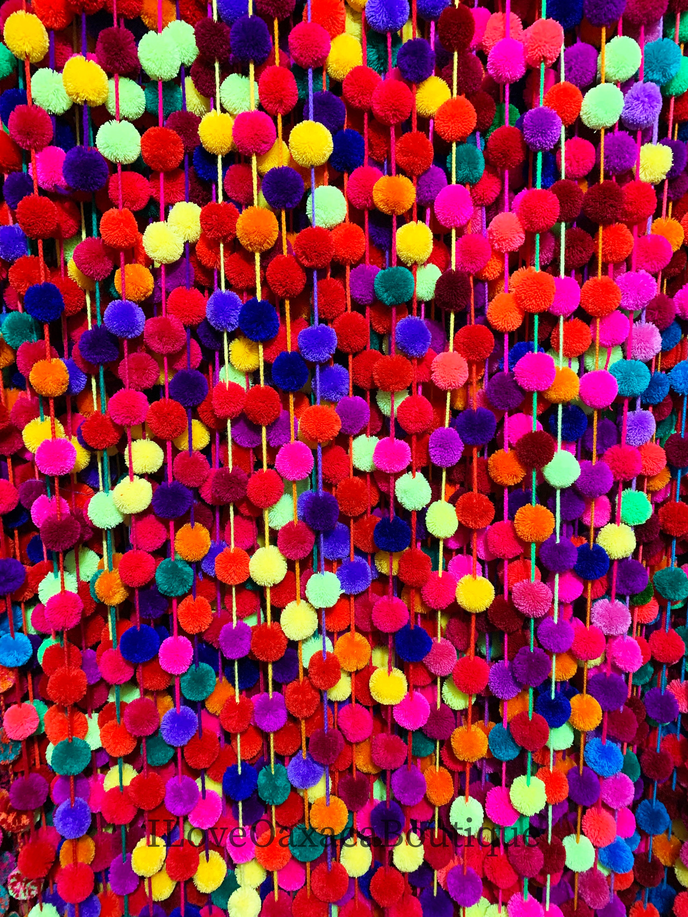 Pom pom garland Mexican pompom Hand made pompoms Colorful | Etsy