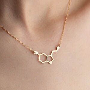 Serotonin Molecule Necklace, Happiness Molecule Pendant, Science Jewelry for Women, Minimalist Pendant, Happiness Necklace, Gift for Her