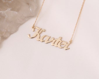 14K Solid Gold Custom Name Necklace, Personalized Name Pendant, Dainty Necklace for Women, Birthday Gift,Gift for Her,Unique Jewelry,