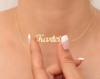 Custom Name Necklace, 925 Sterling Name Necklace with 20 Types Fonts, 14K/18K Solid Gold Name Necklace, Gift for Her, Gift for Birthday