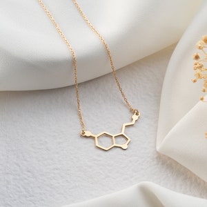 Serotonin Necklace, Handmade Serotonine Molecule Necklace, 14K 18K Gold Serotonin Necklace, Happiness Necklace, Birthday Gift, Gift for Her image 7