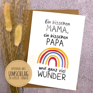Karte zur Geburt / Schwangerschaft "Ein bisschen Mama, ein bisschen Papa" | Faltkarte DIN A6 | wahlweise mit Umschlag [Art.-Nr. L-BD-0001]
