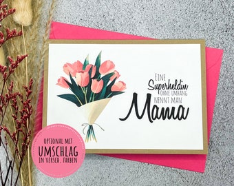 Geschenkkarte für Mama "Eine Superheldin ohne Umhang..."