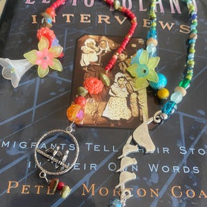 Bird and Flowers Beaded Bookmark, Flower Bookmark, Reader&#39;s Gift, Book Accessory, Teacher Gift, Bird Lover Gift