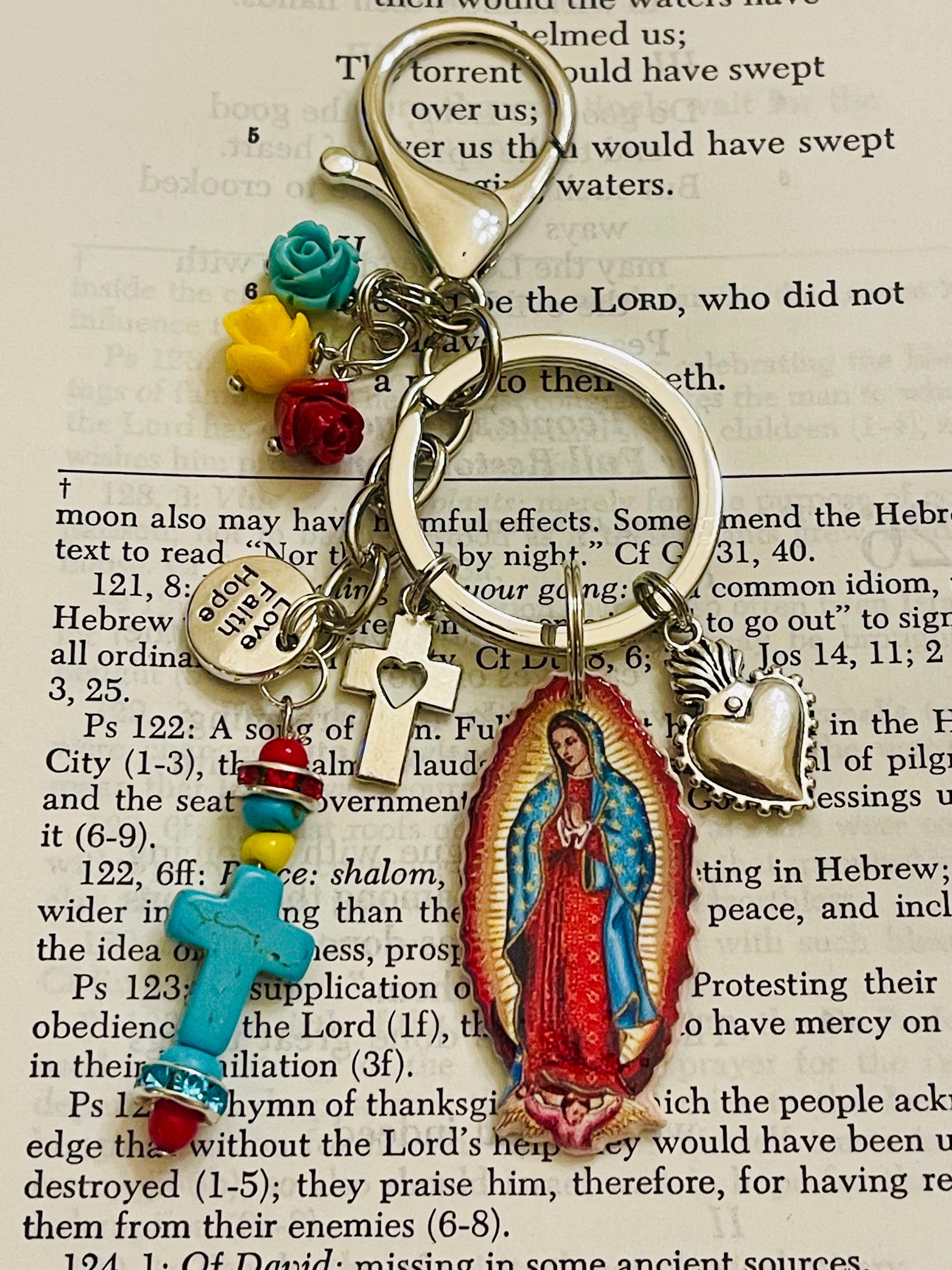 小物 Supreme Guadalupe Leather Keychain Blue Guadalupe Keychain - Etsy