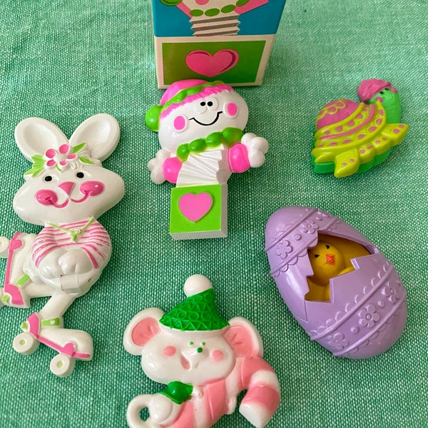 Avon Pin Pals, Avon Lickety Stick Mouse Pin, Jack in the Box Pin Pal, Myrtle Turtle, Roller Skating Rabbit Fragrance Glace, 1970's Pins