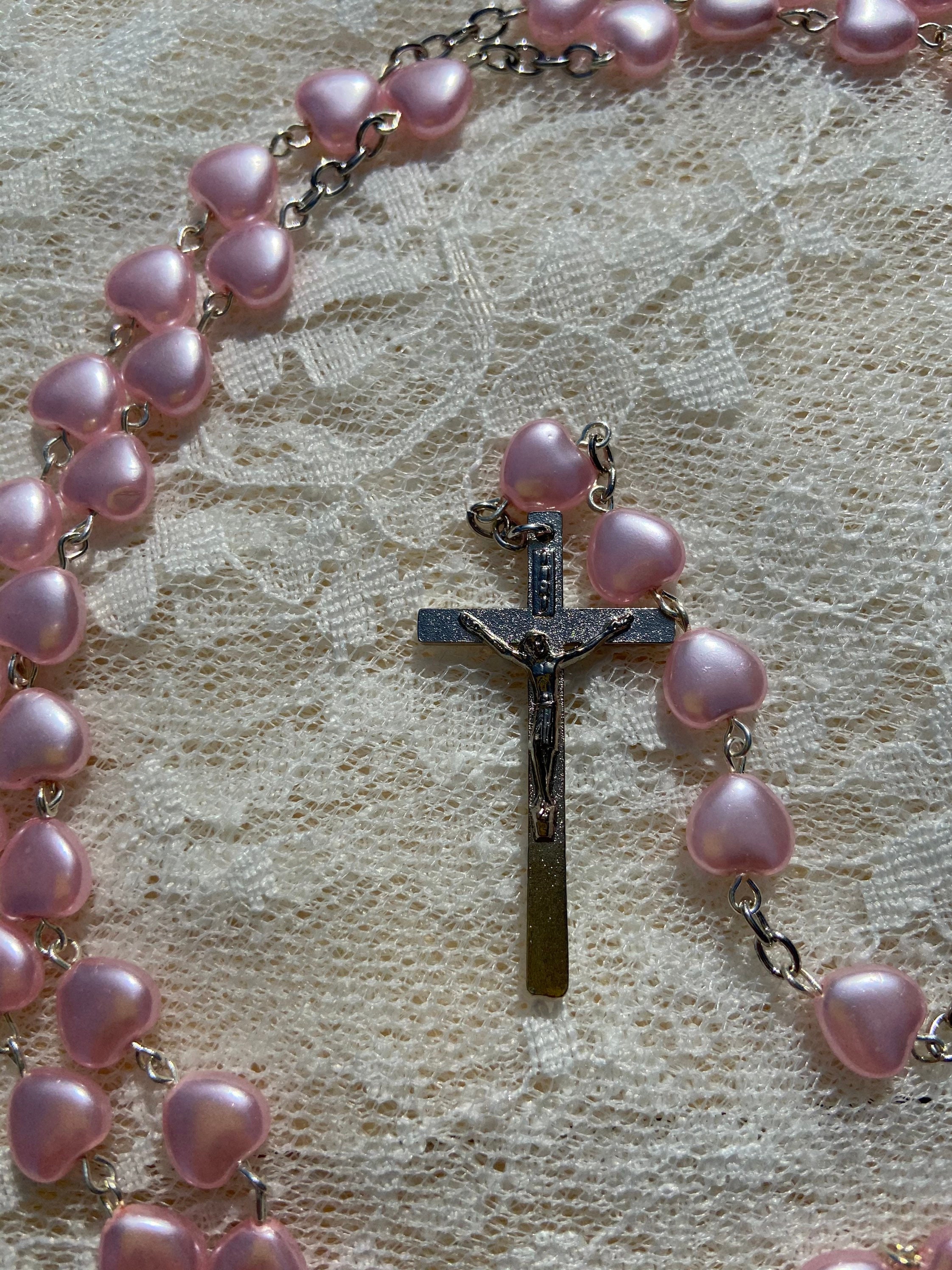St Agatha Rosary Patron of Breast Cancer Light Pink Etsy