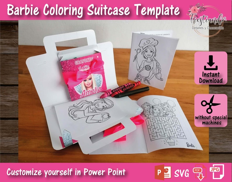 BARBIE COLORING SUITCASE / Coloring Book / Crayons Box / - Etsy