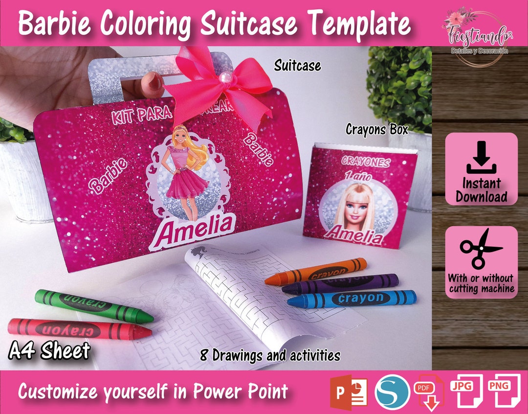 BARBIE COLORING SUITCASE / Coloring Book / Crayons Box / Coloring Kit ...