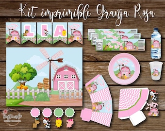 Farm girl Party Printable Kit personalized, Farm girl decoration Printable Editable in Power point