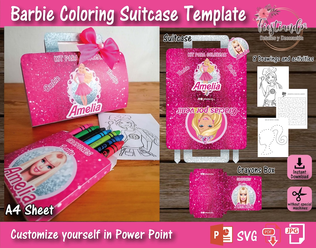 BARBIE COLORING SUITCASE / Coloring Book / Crayons Box / - Etsy