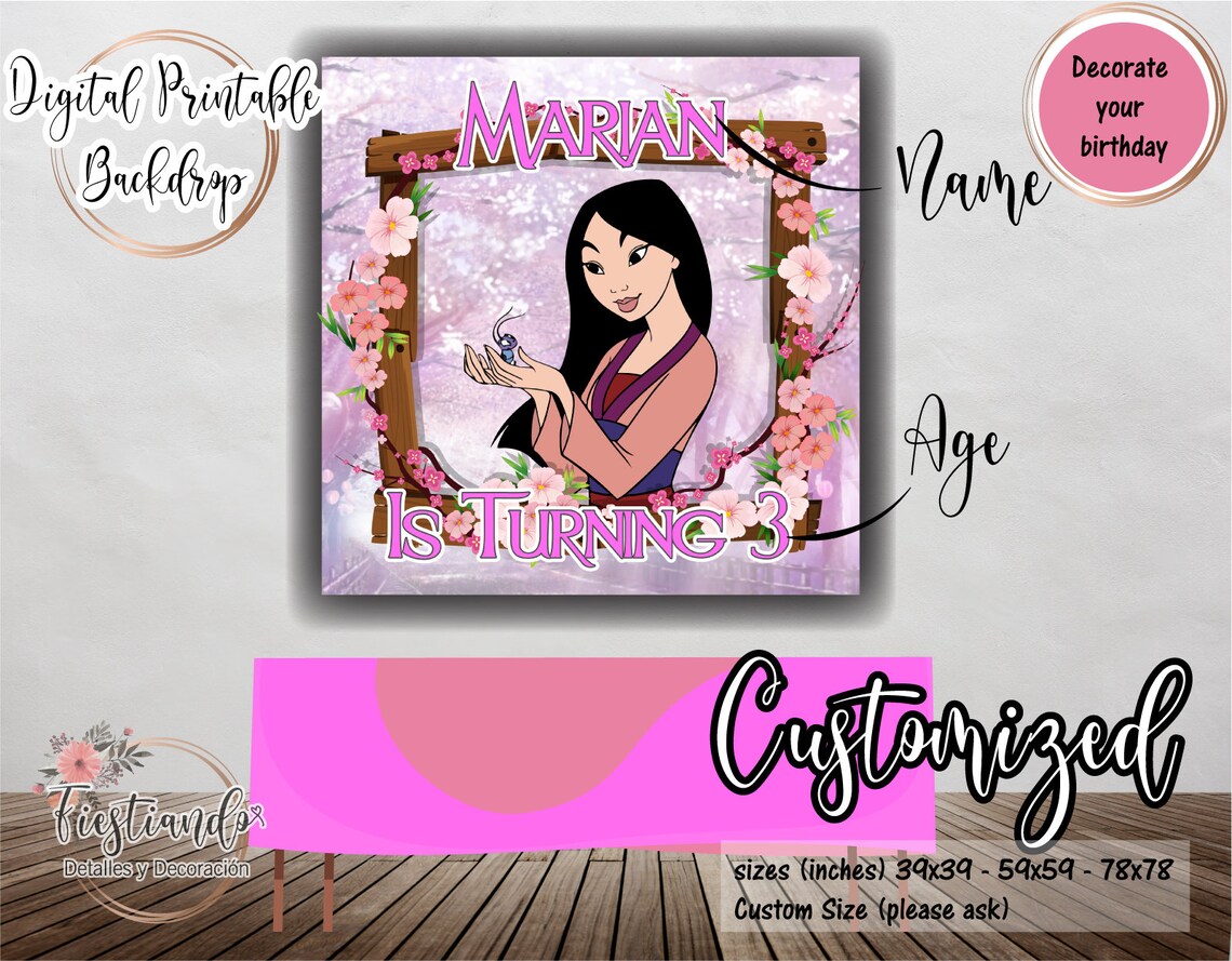 Digital Printable Mulan Background For Birthday Party | Etsy