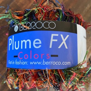 Yarn discontinued, Berroco Plume FX, Colors, novelty yarn 7 balls avail, Add on yarn, 63 yds polyester. Gift for knitter, gift for crafter