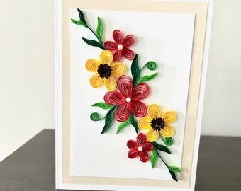 CARTES QUILLING - Carte Bonne Chance 3D Fait Main Carte Vierge Quilled EUR 6,94 - FR