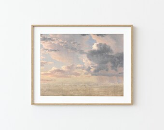 Vintage Cloud Painting || Muted Sky Landscape Art Print || Digital Download || PRINTABLE