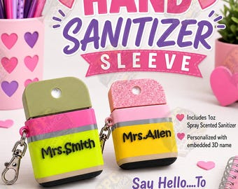 Personalized Sleeve For Scented Spray Hand SANITIZER,Scented Sanitizer Spray INCLUDED,Teacher Pencil Theme Accessories,Teacher Gifts,Gifts