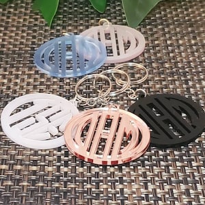 Circle Monogram Keychain, Acrylic Keychain, Personalized Key