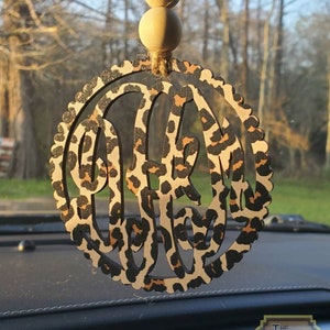 Leopard Monogram Car Charm, Zebra Monogram Car Charm,Charm for rearview mirror, Monogram Car Charm, Personalized Car Charm, Mirror Charms,