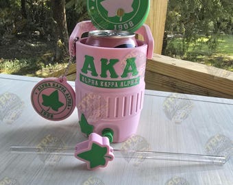 Alpha Kappa Alpha Holder,Sorority Gift,Can Holder,AKA Sorority,Beverage Holder,Decorative Non Functional accessory For 12oz Can Drinks, gift