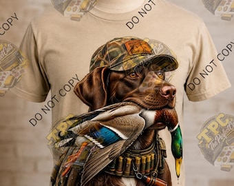 Labrador Retriever Duck Hunting DTF Transfer, Duck Dog Transfer,Hunting Dog DTF Transfer, Ready To Press Transfer Sheet,Mallard Duck