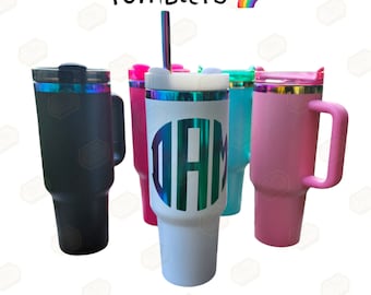 INSULATED Rainbow Plated Tumbler|Hot and Cold Beverages| 40 ounce Tumbler|Rainbow Tumbler|Engraved Rainbow Tumbler|Tumbler with straw|Gifts