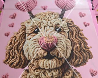 Dog Valentine's Day Gooldendoodle DTF Transfer Sheet|Valentine's Day Transfer|Dog Heart Faux Yarn DTF transfer|Ready To Press Transfer|DIY