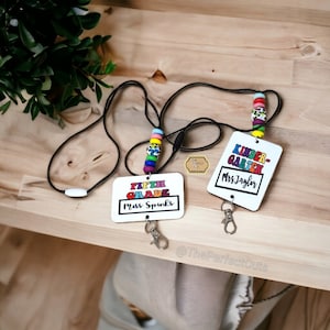 Teacher Beaded Lanyard| Personalized Leopard Badge Holder|Personalized Breakaway Lanyard| Grade Title ID lanyard|Teacher Appreciation Gift
