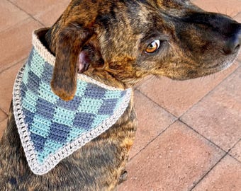 Das Samson Crochet Pet Bandana Muster - Schachbrett Dreieck Bandana