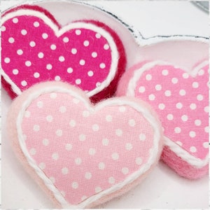 Pink Ombre Polka Dot Wool Felt Heart Decor, Valentine Ornament, Wreath Attachment, Hanging Heart Garland Decor, Valentine Gift, Tiered Tray