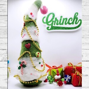 Whimsical Needle Felt Christmas Tree: Grinch Inspired Decor image 2