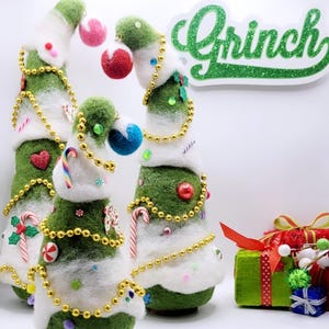 Whimsical Needle Felt Christmas Tree: Grinch Inspired Decor image 6