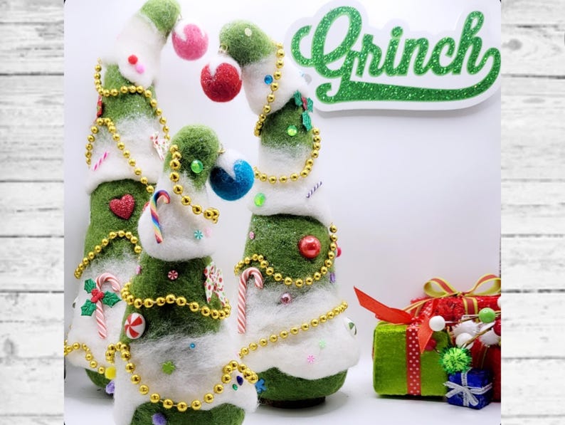 Whimsical Needle Felt Christmas Tree: Grinch Inspired Decor image 6