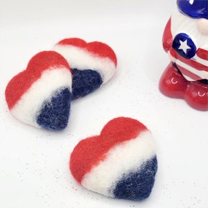 Wool Felt Hearts, Patriotic Decor, July 4th Wreath Attachments, Independence Day Decoration, USA Garland Ornament, Bowl Filler, Tiered Tray