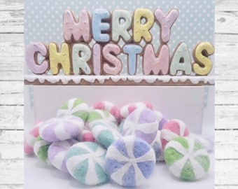 Needle Felted Peppermint Candy: Pastel Christmas Decor