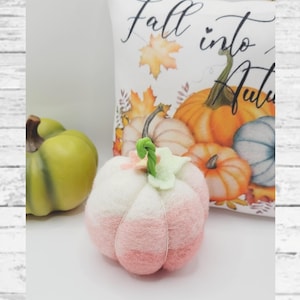 Needle Felted Candy Corn Pumpkin: Wool Halloween Decor, Tiered Tray Accent