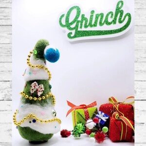 Whimsical Needle Felt Christmas Tree: Grinch Inspired Decor image 4