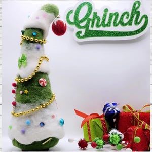 Whimsical Needle Felt Christmas Tree: Grinch Inspired Decor image 3