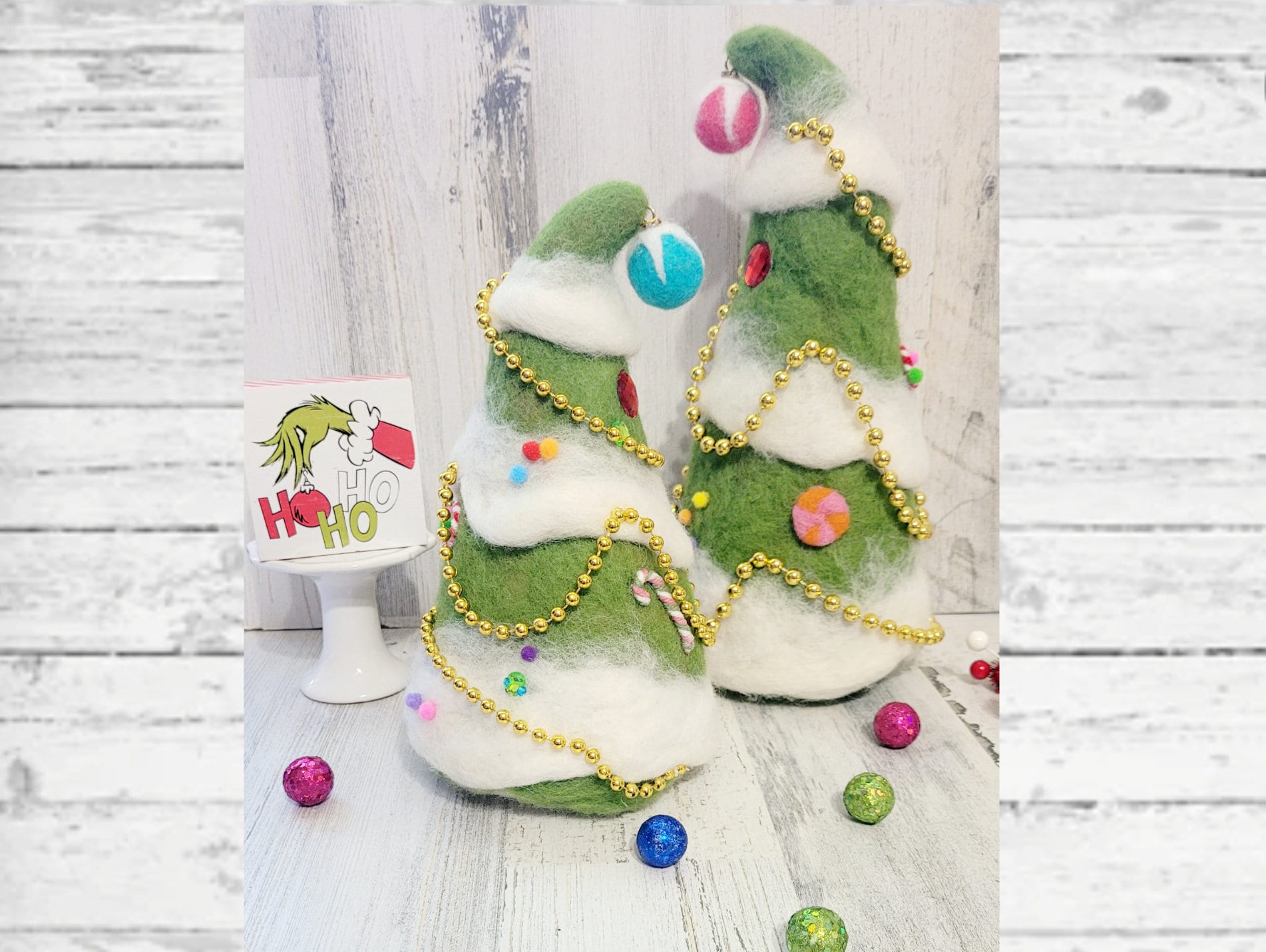 Christmas Tree Decorations, 16Pcs Grinch Christmas Ornament Paper Cards