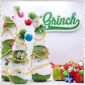 Whimsical Needle Felt Christmas Tree: Grinch Inspired Decor image 1