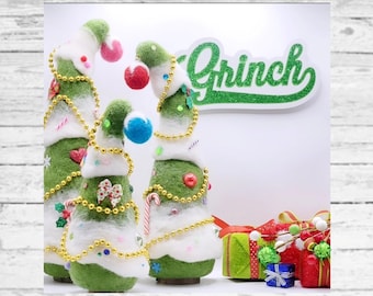 Whimsical Needle Felt Christmas Tree: Grinch Inspired Decor