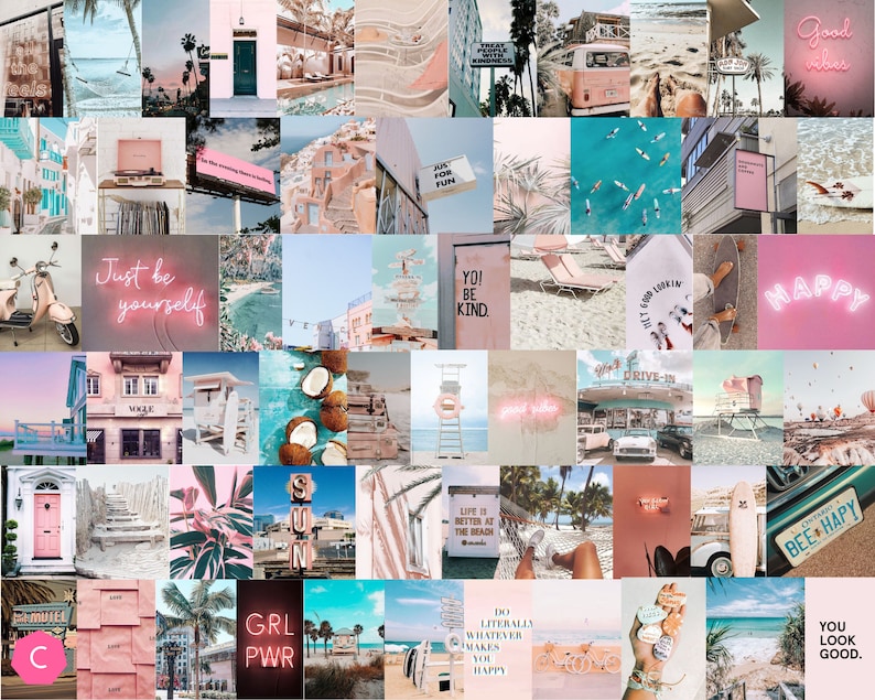 Beachy Soft Pink Wall Collage Kit digital Download 60pcs - Etsy