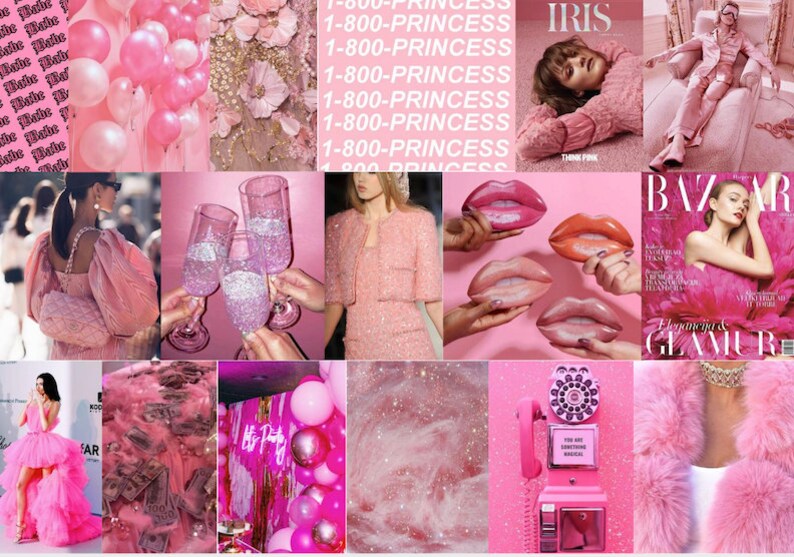 Boujee Pink Aesthetic Wall Collage Kit digital Download Etsy
