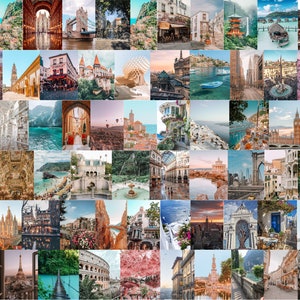 Travel aesthetic wall collage kit (Digital Download) 60pcs