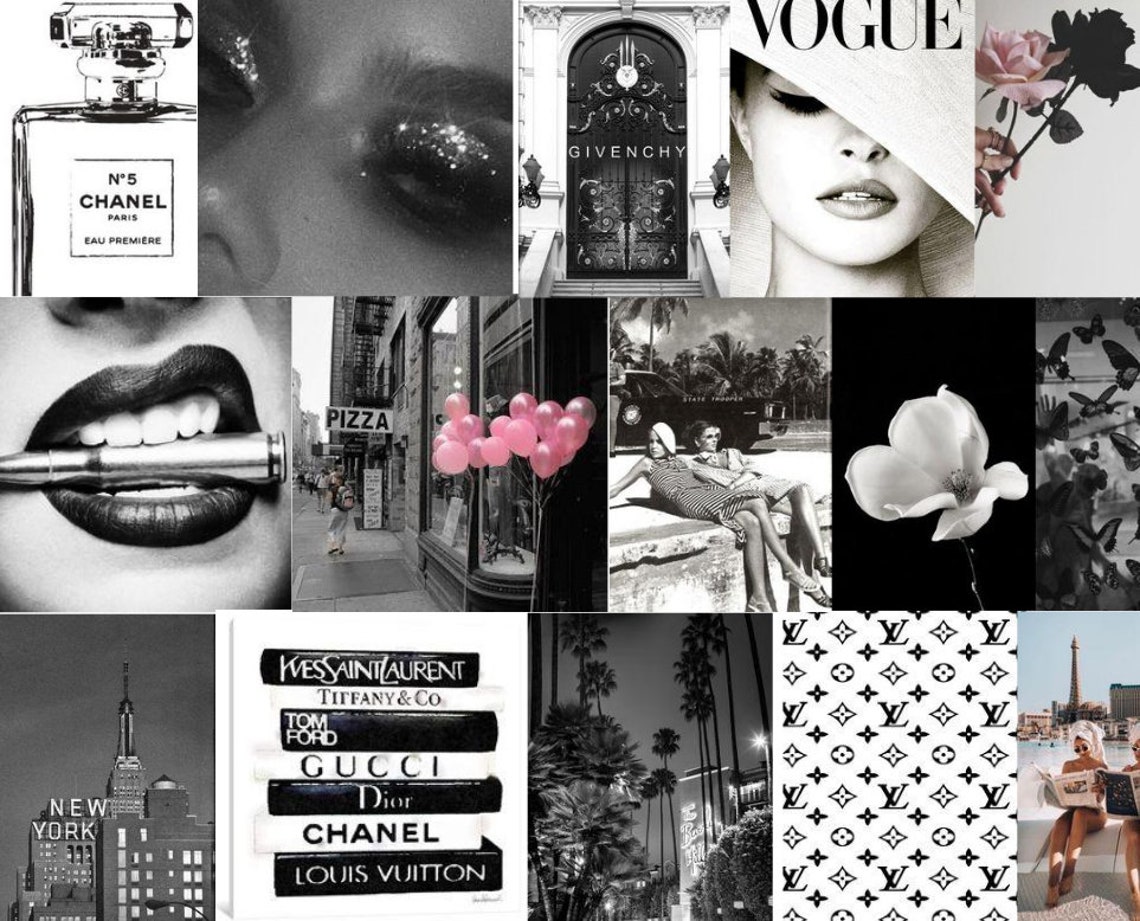 Boujee black and white aesthetic wall collage kit Digital | Etsy