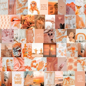 Listo para imprimir Peachy Warm Aesthetic, Travel Vibes Wall Collage Kit /  Pack de 60 fotos / Archivo Digital