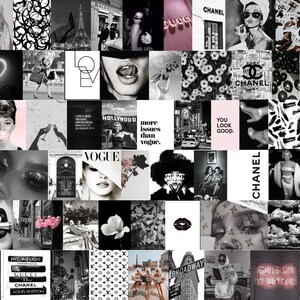 Boujee black and white aesthetic wall collage kit (Digital Download) 60pcs