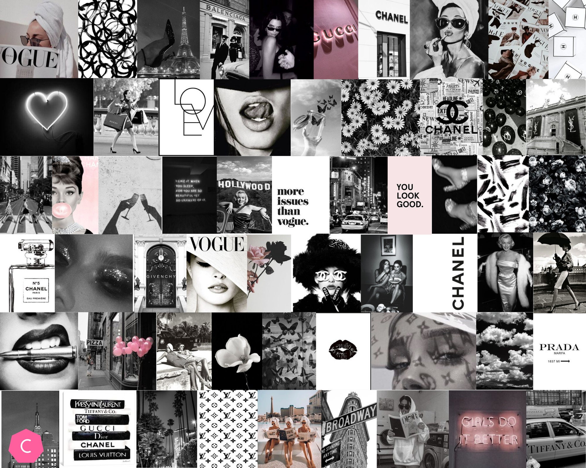 Pink and white Louis Vuitton  Wallpaper, Picture collage wall