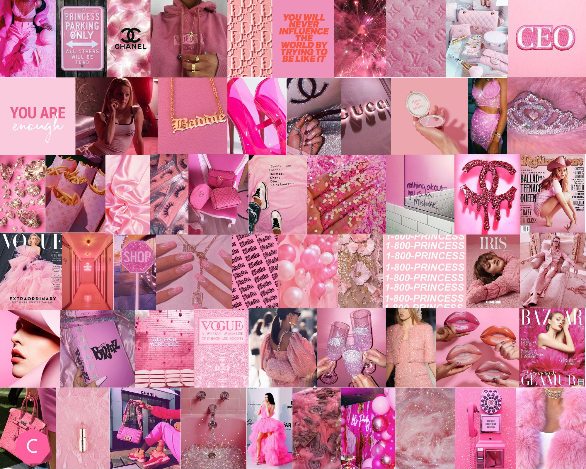 Boujee Pink Aesthetic Wall Collage Kit Digital Download Etsy India 